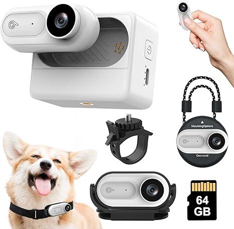 Mini Body Camera 1080P, Wearable Body Cam with 180° Rotatable Clip and Magnetic Lanyard, 2500mAh Charging Case, 64GB IPX7 Waterproof Small Body Camera for Pets, Swimming, Travel, Work (White)