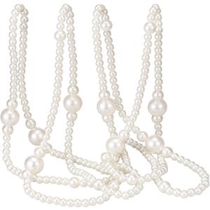 Yalikop 11.8 ft Beige Faux Pearl Beads Garland for Tree Pearl Decoration for Party Large Garland Strand Chain Wedding Decoration for Mantel Fireplace Stairs Wedding Centerpieces Party Favor