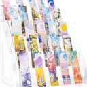 Acrylic Bookmark Display Stand with Divided Pockets, Portable Sticker Holder Tiered Display Stand, Clear Desk Organizer for Home, Retail or Craft Fair Use(25 Pockets, 5 Tier)