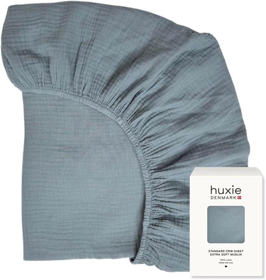 Crib Sheets  Organic Cotton Muslin Fitted Crib Sheet  Standard Size for Baby Boy and Baby Girl 28" x 52" Ultra-Soft and Breathable. (Tradewinds) (Tradewins)
