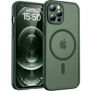 TOCOL for iPhone 12 Pro Max Case, Compatible with Magsafe Charger, Full Camera Protection, Translucent Matte for iPhone 12 Pro Max iPhone Case 6.7 inch (Alpine Green)