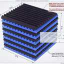 52 Pack Black blue 1" x 12" x 12" Acoustic Wedge Studio Foam Sound Absorption Wall Panels(Accompanied By Double-Sided Adhesive Tape)