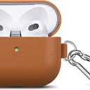 Lopie Handmade AirPods 3 Leather Case with Keychain - Fully-Wrapped with Full Grain Leather AirPods 3 Case Cover - Brown
