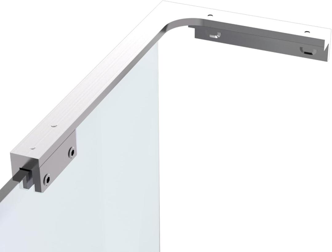Shower Glass Support Bar, Both Sides Also, Frameless Bathroom Glass Clamp L Shape Panel Bracket, No DrillFixed Shower Panel to Wall (Mirror Chrome)