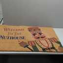 Lanpn Christmas Welcome Natural Coir Door Mat, Nutcracker Large Coco Front Door Outdoor Doormat Outside Entrance Porch Non Slip Rubber Rug Winter Xmas Farmhouse Decor (Pink, 36x24 inch)