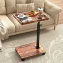 C Table Side Table Adjustable Height, 360Swivel TV Tray Table with Wheels, Small Table for Eating, Dinner, C Shaped End Tables Living Room and Bedroom for Sofa, Couch, Bed,Chair, Snack, 15.8 inches x 11.8 inches x 34 inches