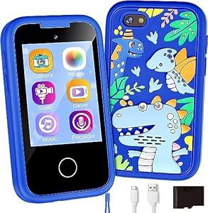 Kids Phone for Boys, Toddler Smart Phone for Girls 3 4 5 6 7 8 Years Old, Birthday Gift for Boys Age 3-8, Pretend Play Toy Phone, Fake Cell Phone with Games, MP3 Music Player(Blue)