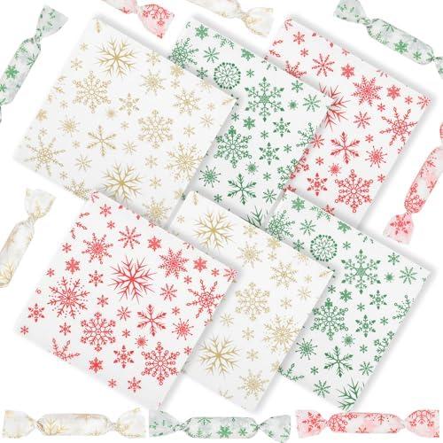 CCINEE 300Pcs Christmas Candy Wrappers, Greaseproof Caramel Twisting Wax Paper for Christmas Birthday Party(3 Styles)
