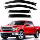 KPY Rain Guards Fit for 2009-2014 Ford F150 SuperCrew, Out-Channel Window Visors Vent Wind Deflectors 4PC, Truck Accessories for 2010-2014 Ford F-150 Raptor Crew Cab (Full-Size Cabs Only)