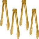 4 Pack 9 Inch Serving Tongs Gold Stainless Steel Kitchen Tongs,Non-Slip & Easy Grip Buffet Tongs, Gold Food Tongs for Salad, Ice, Cooking, Bread, Fruit,Barbecue