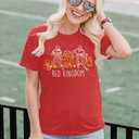 Football Shirts Women Football Team Fan Shirt Oversized Game Day Tshirt Rugby Gifts Tee Tops (Red, M)