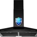 SNDOAS Black Range Hood 30 inch,Hood Vents for Kitchen with Ducted/Ductless Convertible,Vent Hoods 30 inch,Wall Mount Ductless Range Hood,Stainless Steel Kitchen Vent Hood with LED Light