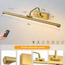 Picture Lights for Wall Battery Operated, Rechargeable Light for Pictures with Remote & Timer, Gold Art Light for Paintings 24 Inch Wireless Dimmable Cordless Gallery Frame Lights with 3CCT