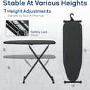 Ironing Board 43x13 with Iron Rest, RAINHOL Compact Iron Board Full Size with Thick Cover and Pad, Easy Storage Hanger with Heat-Resistant Silicone Pad, Space Saving and Height Adjustable, Black