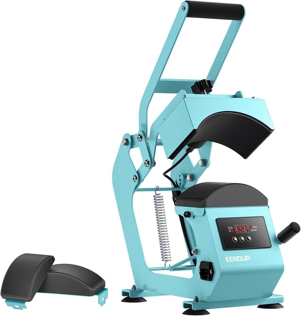 Hat Press Heat Machine for Caps with Presice Temp&Timer Control, Timer Auto Starter, Hat Heat Press with 2 Platens for Trucker Hat & HTV Iron on Vinyl, Sublimation Hat Press, Heat Transfer (Blue)