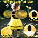 Latocos 8pcs Bee Costume Kids Toddler Light Up Bumblebee Tutu Dress Bee Wings Bag Socks Halloween Dress Up Gift (Yellow), Size: 110(3-4T)