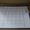Monthly Whiteboard Calendar for Wall, 24" x 18" Dry Erase Board with Plastic Frame, Hanging Dry Erase Calendar with 3 Mini Sticky Notes for Kitchen Planner, Memo, Home and Office, Black
