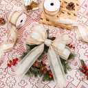 Riceshoot 40 Yard Christmas Tree Gold Ribbon Wired with Glitter 2.5" Glitter Mesh Champagne Fabric Christmas Ribbon Gold Wired Ribbon 4 Roll for Tree Topper Decor, Wreath, Gift Wrapping, Craft