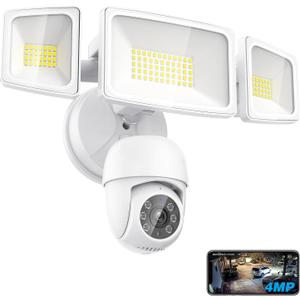 Onforu Floodlight Camera Outdoor, 2K HD Security Flood Light Cam Wired, 360 Coverage AI Detection & Auto Tracking, 55W 5500LM Motion-Activated Flood Lighting Camera, Color Night Vision, 2-Way Audio (White)