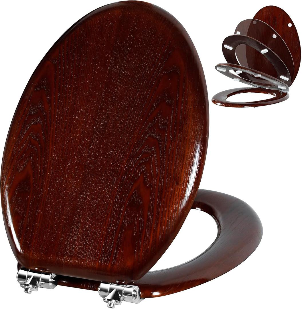 Angel Shield ELONGATED Toilet Seat Wood(Dark Walnut)