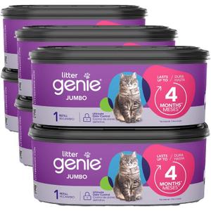 Litter Genie Refill Bags, Jumbo, 56 Total ft, Up to 8 Months of Supply in 2 cartridges, Ultimate Odor Control Cat Litter Bags 2 Count (Pack of 3)