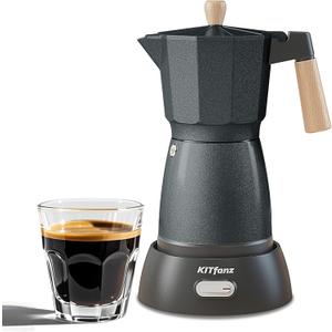 Electric Espresso Coffee Maker, Italian Coffee Pot, Electric Moka Pot, Cuban Coffee Maker, Portable Cafeteras Electricas Espresso Makers with Detachable Base 3 or 6 Cup (Grey)