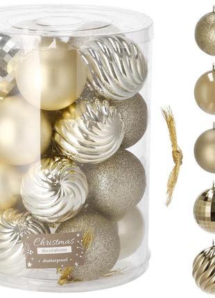 Sibosen Christmas Ball Ornaments, 34 Count Pre-Strung Xmas Balls, Shatterproof Barrel Packed Balls for Holiday Party Wreath Tabletop Tree Decorations, 3.15 Inch, Ivory Sibosen Christmas Ball Ornaments, 34 Count Pre-Strung Xmas Balls, Shatterproof Barrel Packed Balls for Holiday Party Wreath Tabletop Tree Decorations, 3.15 Inch, Ivory
