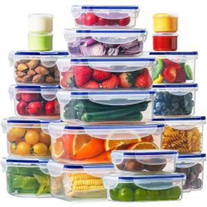 HOMBERKING 40 Pieces Food Storage Containers Set with Snap Lids (20 Lids + 20 Containers), Meal Prep Airtight Plastic Containers, BPA-Free Lunch Box for Kitchen, Pantry, Home, Blue