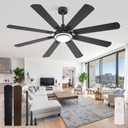Fanbulous 65 Inch Ceiling Fans with Lights and Remote, Black Ceiling Fan with 8 Dual-Color Blades, Indoor/Outdoor Large Ceiling Fans, Reversible DC Motor, 6-Speed, 3CCT for Living Room Kitchen Patio