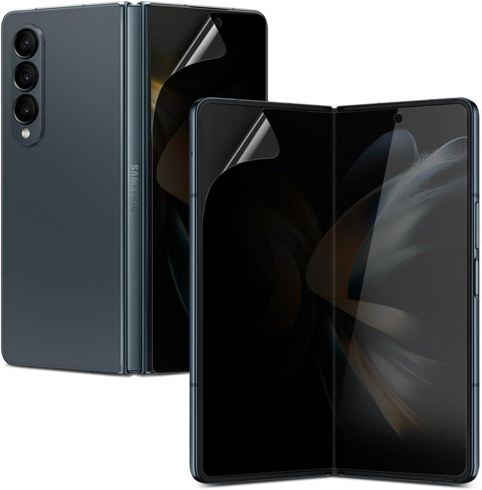 [2+2 Pack] For Samsung Galaxy Z Fold 4 Privacy Anti-Spy Screen Protector, 2 pcs Inside + 2 pcs Front Premium Flexible EPU Hybrid Film, Self-Healing, Case Friendly, Easy Installation with
