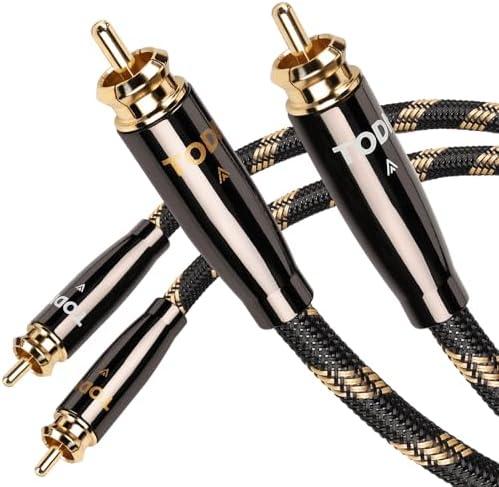 TODN Audiophile RCA Cables HiFi RCA Audio Cable with OCC-Core, Dual Shielded for Home Stereo System (1.64ft/0.5m, 1 Pair)