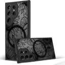 Magnetic Case for Samsung Galaxy S24 Ultra [Compatible with MagSafe] Black Flower Floral Case for Women Girls Soft TPU Bumper Hard PC Anti-Fall Shockproof Protective Slim Cover A5