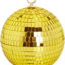 Mirror Disco Ball Decor, 6 inch Stage Mirror Balls Gold Disco Ball Ornaments Reflective Party Decorations with Hanging Ring for Birthday Christmas Wedding Home Room Decor (6inch, Gold)
