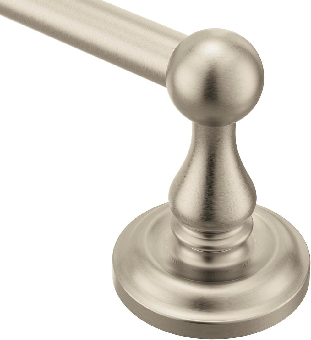 Moen Madison Collection Brushed Nickel 24-Inch Bathroom Single Towel Bar, Wall Mounted Hand or Body Towel Rack, BP6924BN