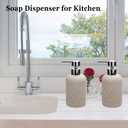 2pcs Hand Soap Dispenser Set, Sandstone Textured Resin Liquid Soap Dispensers for Bathroom Countertop, Heavy & Sturdy Dish Wash Soap Dispenser for Kitchen, Matte Beige