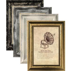 8x10 Picture Frames Set of 4- Rustic Retro Photo Frame with Real Glass Wall Mount and Tabletop Display Family Friends Wedding Gift