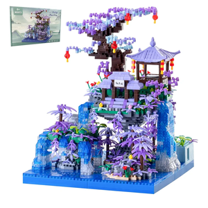 Cherry Blossom Tree House Micro Building Blocks Set,Peach Blossom Pond Flowers Bricks Architecture Kit with LED Light Gifts for Adults and Kids（2500+Pieces）