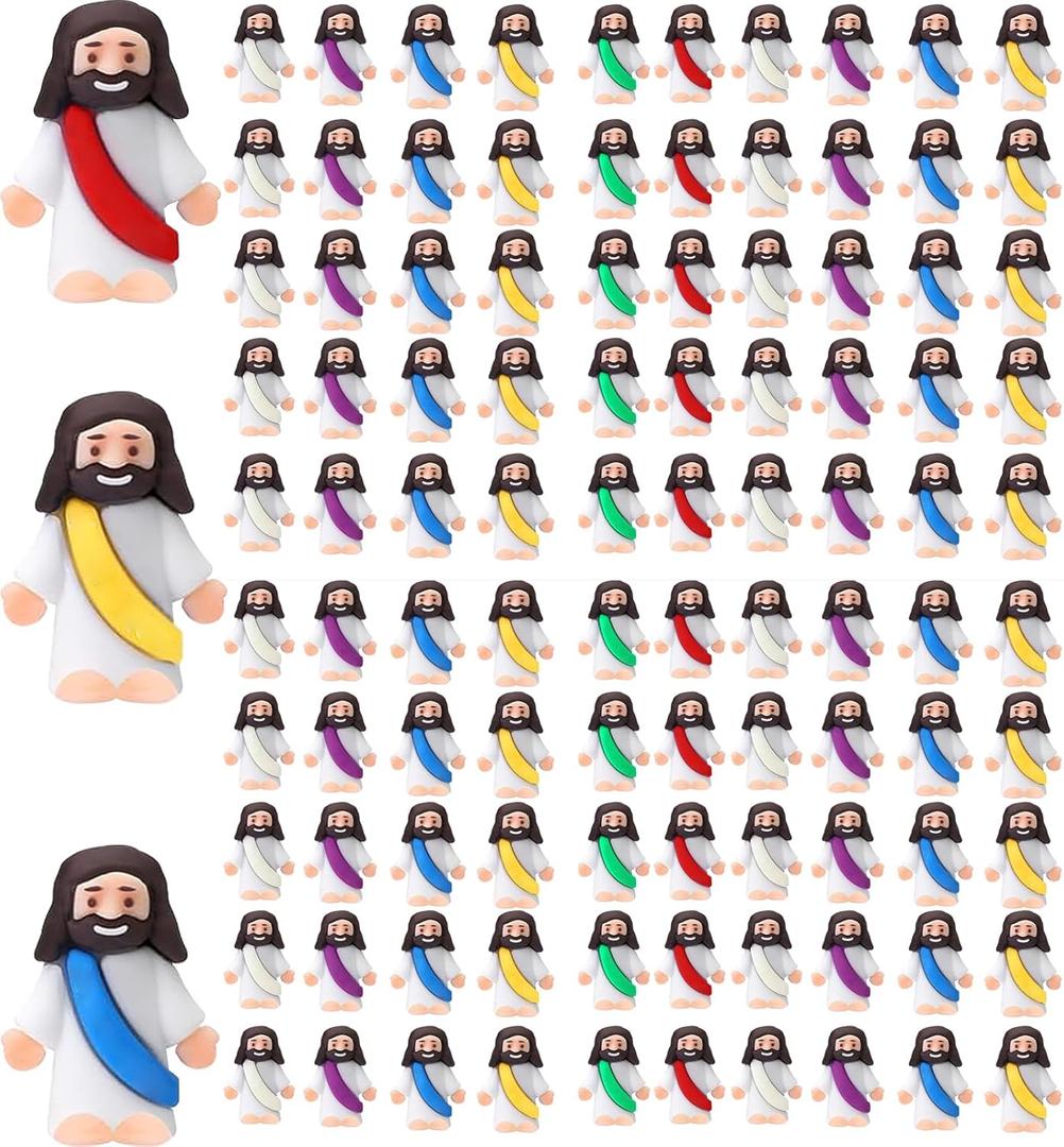 AKFAHOIF Mini Jesus Figures, Set of 100pcs Action Figures Little Jesus Figures, Tiny Jesus Figures to Hide and Seek Religious Gifts for Easter Egg Stuffers
