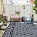 SAND MINE Reversible Mats, Plastic Straw Rug, Modern Area Rug, Large Floor Mat and Rug for Outdoors, RV, Patio, Backyard, Deck, Picnic, Beach, Trailer, Camping (9' x 18', Black & Grey)