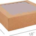 30-Pack Pie Boxes 10" x 10" x 2.5", Bakery Boxes with Window, Auto-Popup Cookie Boxes for Muffins, Donuts and Pastries (Brown)