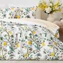 MUSSEL Bedding King Comforter Set 3 Pieces,White Vintage Botanical Floral Pattern Bed Comforter Sets,Boho Whimsical Modern Printed Design Cute Seersucker Bedroom Comforter and Shams