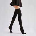 Over Knee Thigh High Stockings Stretchy Long Stockings for Women Daily Wear Halloween Cosplay (Black)
