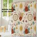Modern Bohemian Shower Curtains with Sun and Floral Decor,Boho Shower Curtains for Bathroom,Waterproof Polyester Fabric Bath Curtain,72x72 Inch (3)