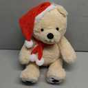 Tezituor Christmas Teddy Bear Stuffed Animals, 18inches Big Stuffed Bear with Santa Hat & Scarf for Kids Women, Soft Christmas Plush Toys for Decoration, Brown