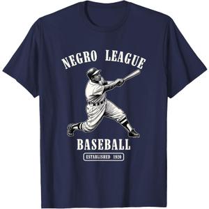 Vintage Negro League Baseball Black History Month Juneteenth T-Shirt (Blue, L)