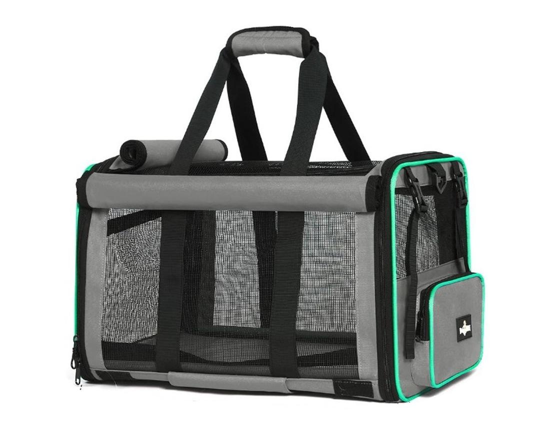 Paw Ballet Pet Carrier, Collapsible Airline Approved Dog Cat Carrier, Soft Top Load Cat Carrier Bag for Small Medium Cat & Dog Under 20 lbs, Cat Travel Carrier Bag with Safety Lock Zipper, Gray