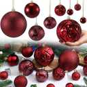 Soulchen 4 Size Burgundy Christmas Balls Ornaments Set 32 Pcs 1.57", 2.36", 3.15", 4" Shatterproof Hanging Xmas Balls Assorted Electroplate Christmas Decor for Valentines Day Holiday New Year Decor
