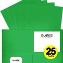 SUNEE Folders with Pockets(25 Pack, Green), 2 Pocket Folders Fit Letter Size Paper, Paper File Folder for School Office Home Business