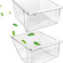 [2 Pack] Upgraded 2188656 Fridge Crisper Drawer Humidity Control Drawer UPPER & 2188664 Crisper Bin LOWER for Whirlpool Fridge Crisper Drawer,Kenmore Whirlpool Refrigerator Drawer Replacement Parts