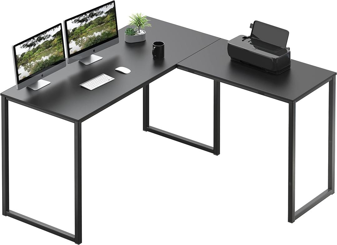 SHW Mission 48 x 48 Inches L-Shape Home Office Computer Desk, Black, 48-Inch L-Shaped